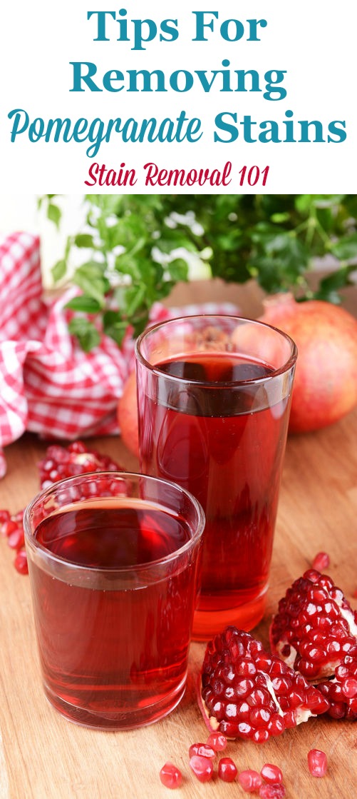 Here is a round up of tips for removing pomegranate stains {on Stain Removal 101} #StainRemoval #FruitStains #RemovingStains