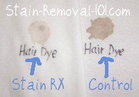 hair dye stain removal results