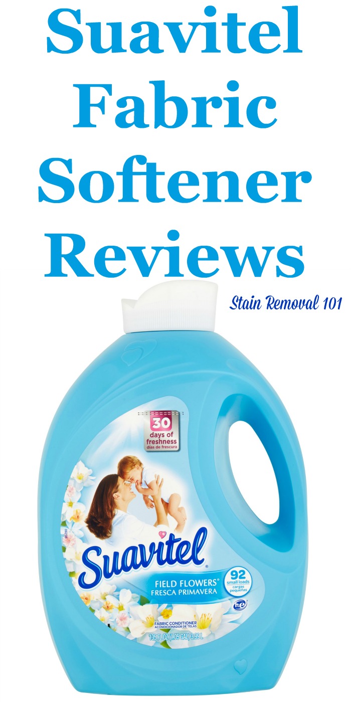 Here is a comprehensive guide about Suavitel fabric softener and  dryer sheets, including reviews and ratings of this brand of laundry supply for many different scents and varieties {on Stain Removal 101}