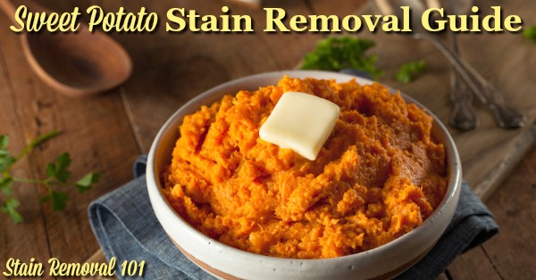 Step by step instructions for sweet potato stain removal from clothing, upholstery and carpet {on Stain Removal 101}