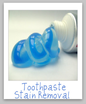 How to remove toothpaste stains from clothes, upholstery, carpet and hard surfaces like the sink {on Stain Removal 101}