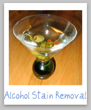 Alcohol stain removal guide for clothing, upholstery and carpet {on Stain Removal 101}
