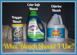 3 main types of bleach, including oxygen, color safe and chlorine varieties, and how to use them {on Stain Removal 101}