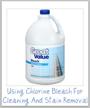 An epic post on the uses of chlorine bleach for laundry stains, cleaning, deodorizing and disinfection, along with safety tips and more {on Stain Removal 101}