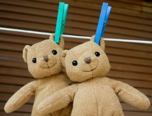 drying stuffed animals on clothes line