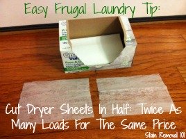 cut dryer sheets in half