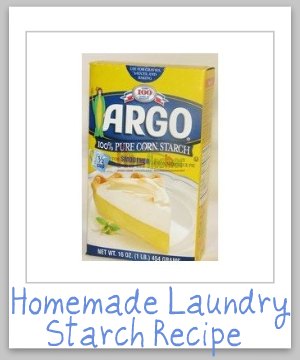 Simple homemade laundry starch recipe, with just two ingredients. It's frugal and natural! {on Stain Removal 101}