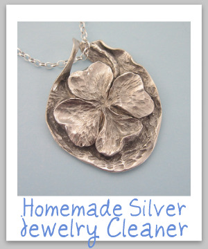 Homemade silver jewelry cleaner recipe, that is frugal and natural, that keeps your jewelry looking great {on Stain Removal 101}