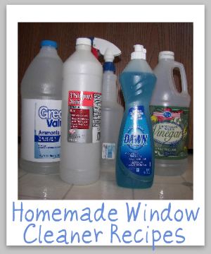 2 homemade window cleaner recipes, one with ammonia and the other with vinegar {on Stain Removal 101}