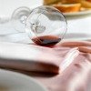 red wine spill on tablecloth