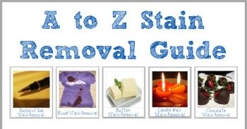 A-Z Stain Removal Guide with 100s of pages of step by step instructions for removing specific stains from clothing, upholstery and carpet {on Stain Removal 101}