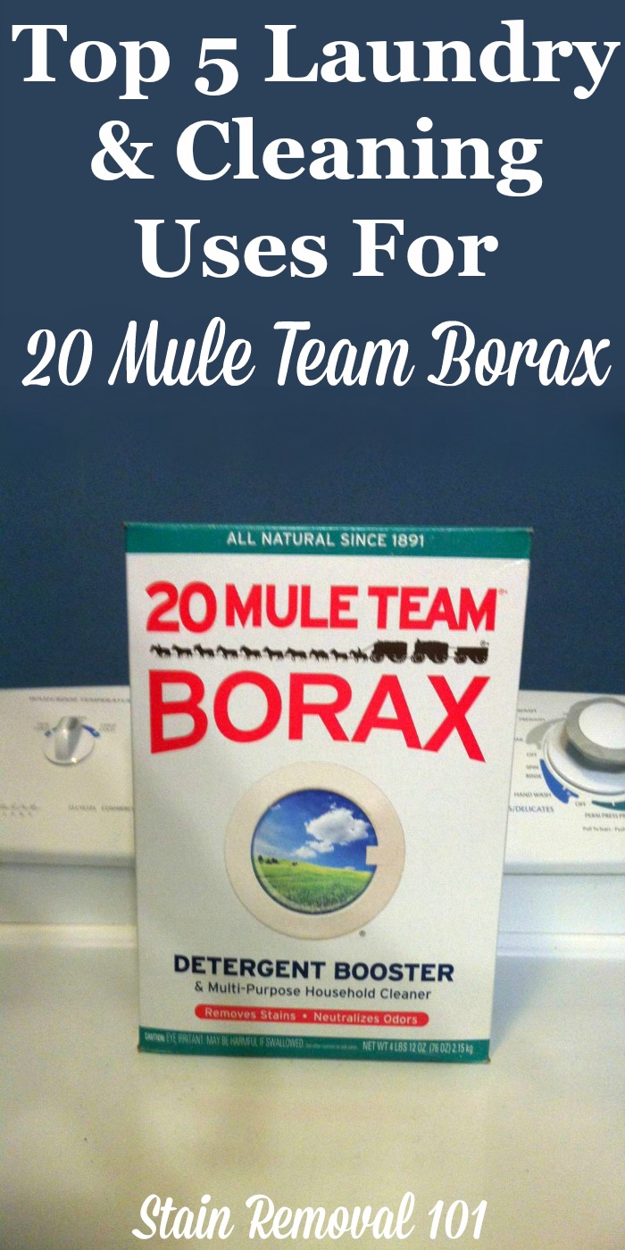 Top five 20 Mule Team Borax uses for laundry and cleaning around your home {on Stain Removal 101} #Borax #BoraxUses #CleaningTips