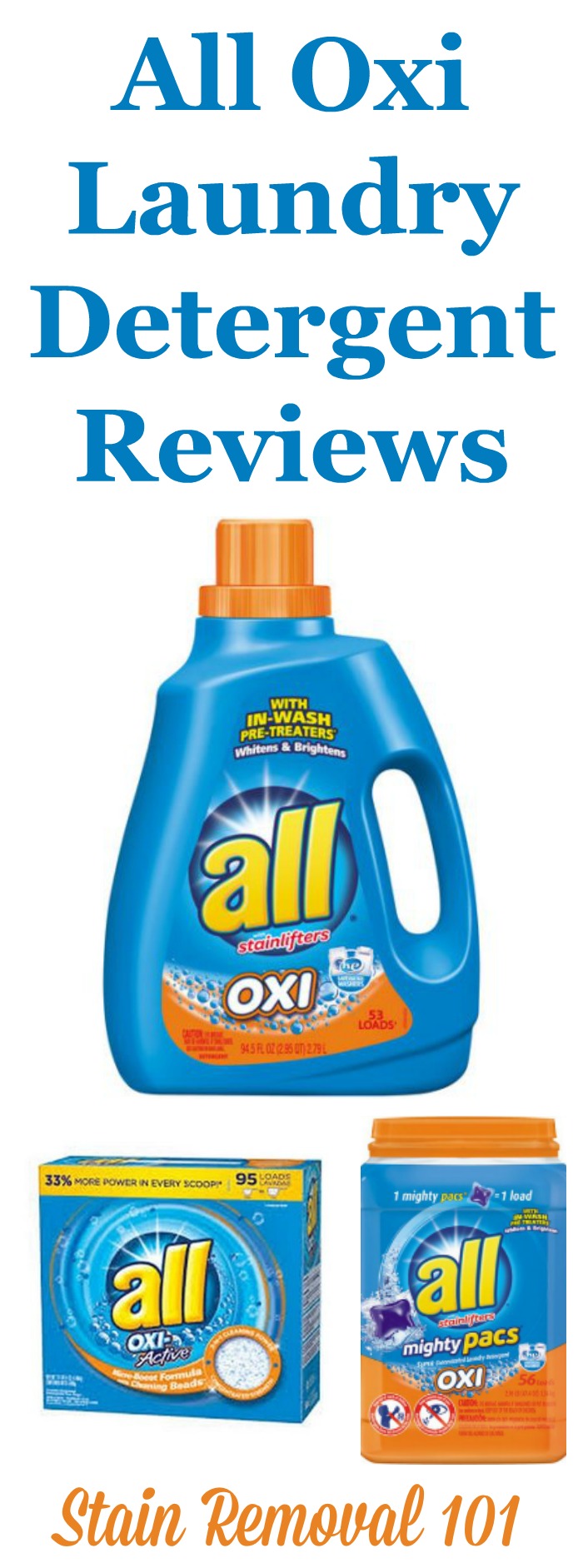 Reviews of All-Oxi laundry detergent, with multiple reports of allergic reactions to the oxygen bleach product within this product. {on Stain Removal 101}