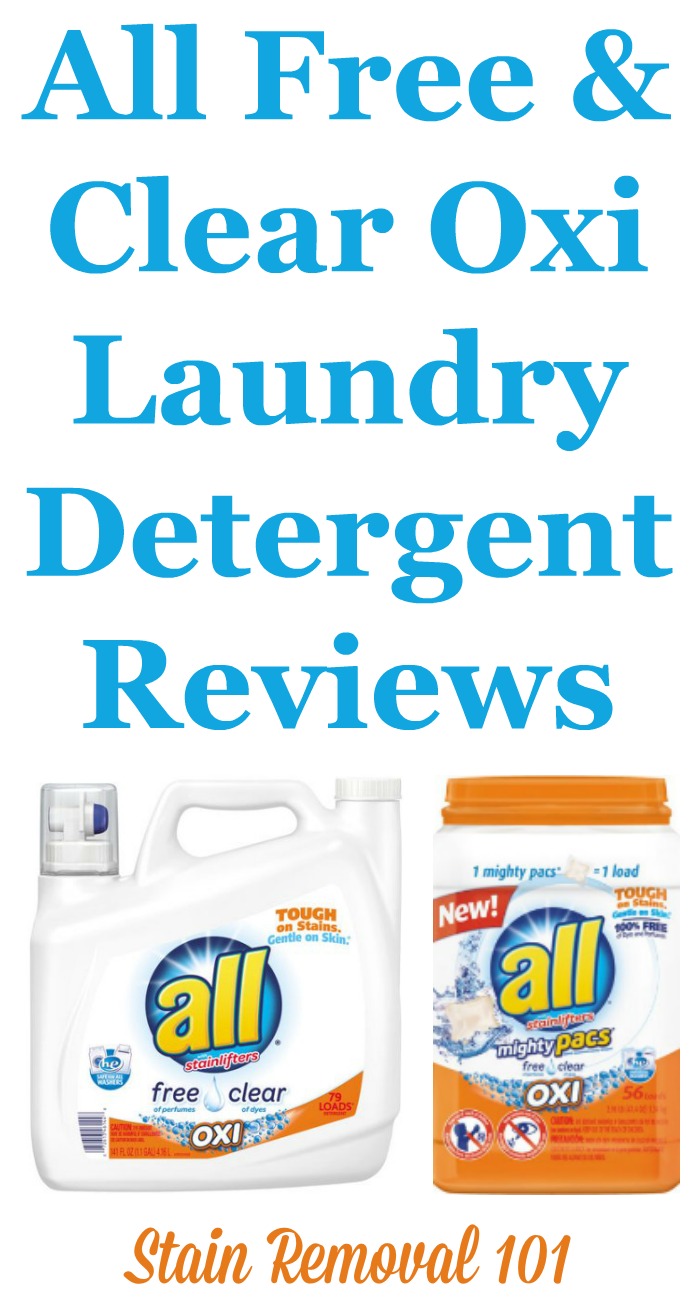 All Free and Clear Oxi laundry detergent reviews from readers. Many readers have reported that this supposedly hypoallergenic detergent causes allergic reactions, presumably from the addition of the oxi ingredient added to help with stain removal. Here are the reviewers stories and experiences with this laundry product {on Stain Removal 101}