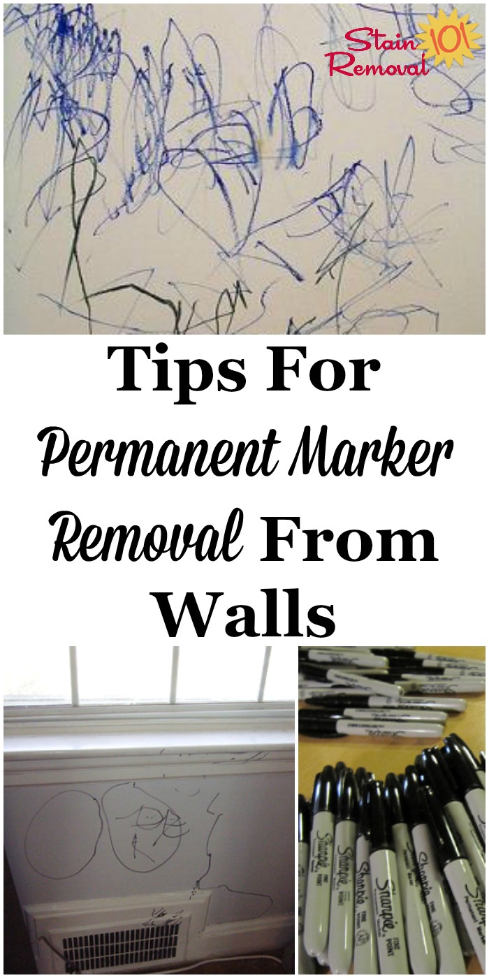 Tips for permanent marker removal from walls, including both home remedies and commercial products you can use when disaster strikes! {on Stain Removal 101} #PermanentMarkerRemoval #RemovePermanentMarker #PermanentMarkerStains