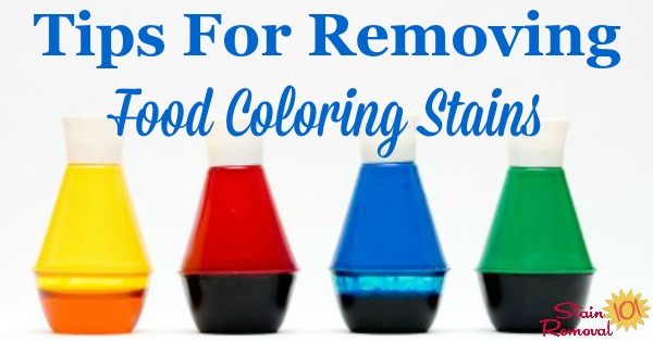 Tips for removing food coloring stains from clothes and other items in your home {on Stain Removal 101} #StainRemoval #RemoveStains #RemovingStains