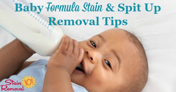 Tips for the right stain removers and homemade remedies for baby formula stain and spit up removal from clothes {on Stain Removal 101} #FormulaStains #SpitUpStains #BabyStains