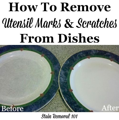 How to use Bar Keeper's Friend to remove utensil marks and scratches on dishes and stoneware {on Stain Removal 101}