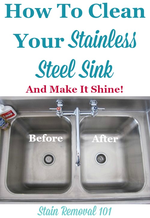 How to clean your stainless steel sink and make it shiny {on Stain Removal 101} #CleanStainlessSteelSink #SinkCleaning #CleaningSink