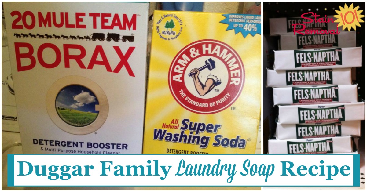 Duggar family laundry soap recipe {on Stain Removal 101}