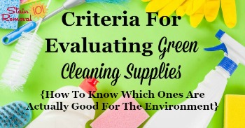 Criteria for evaluating green cleaning supplies