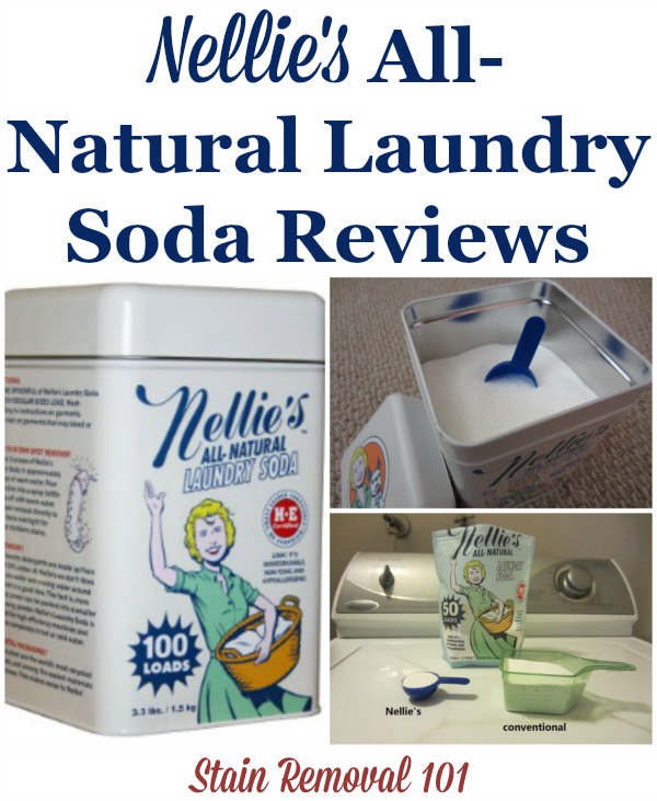 Nellie's laundry soap reviews, a natural washing soap, of both the powder and pacs on Stain Removal 101