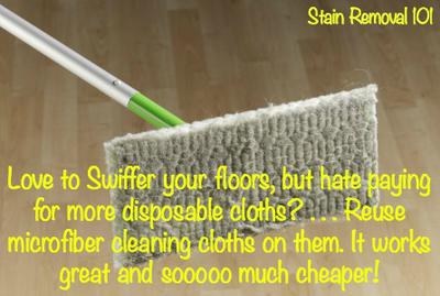 Using a microfiber towel to clean floors instead of the disposable