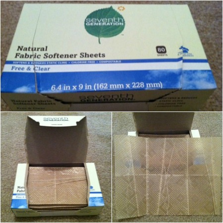 free and clear Seventh Generation dryer sheets