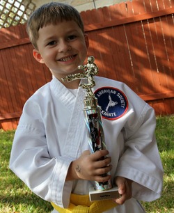 boy in karate uniform
