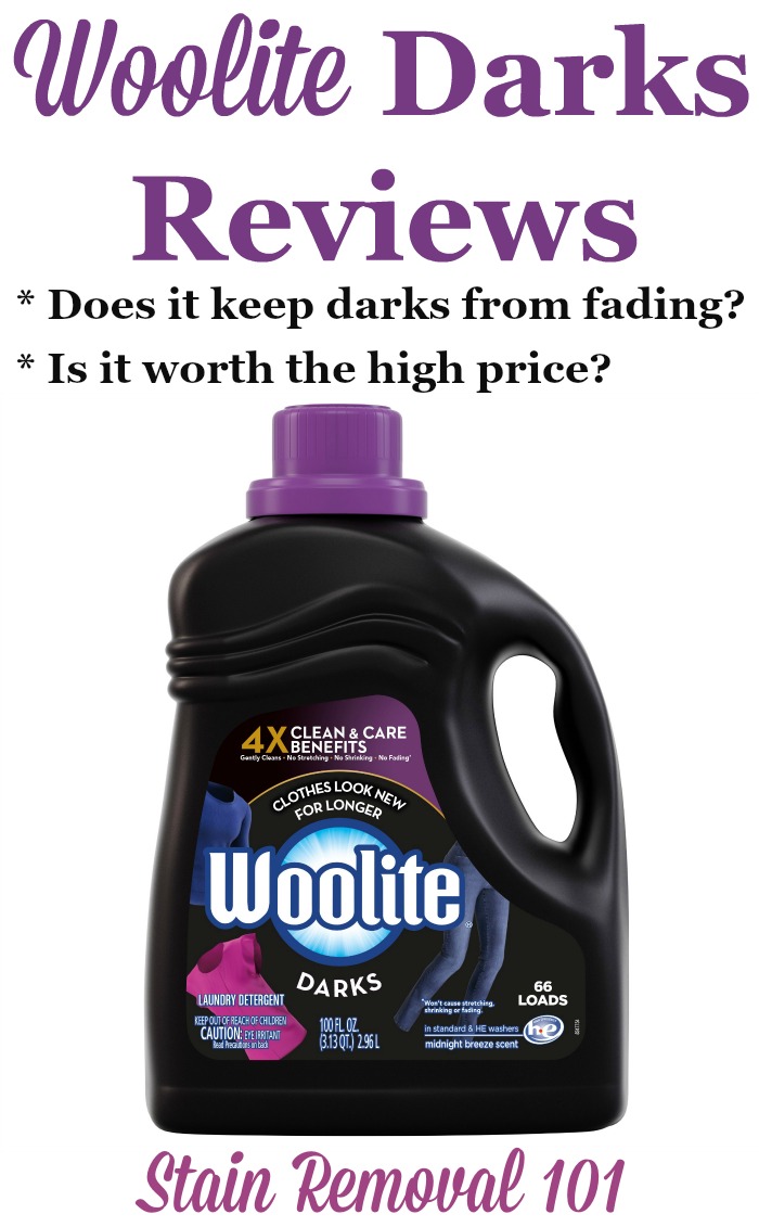 Woolite for Darks reviews, including discussions of whether the high price is worth it, whether it actually works well to prevent fading of dark clothes, allergic reactions and more {on Stain Removal 101} #Woolite #WooliteDarks #LaundryDetergent