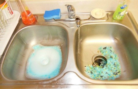 Disposer Care foam in use Disposer Care foam in use