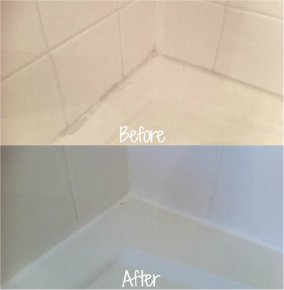 before and after of mildew stained tile and grout